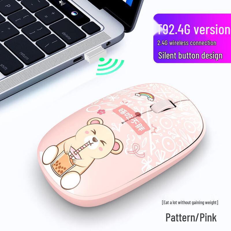 

Pink Happy Eating Not Fat Silent Wireless Mouse