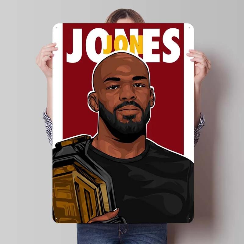 Jon Jones Metallskylt Boxningsposters Spelrumsinredning Man Vintage Plåttskylt Plakett för Väggkonst Dekoration Interiör