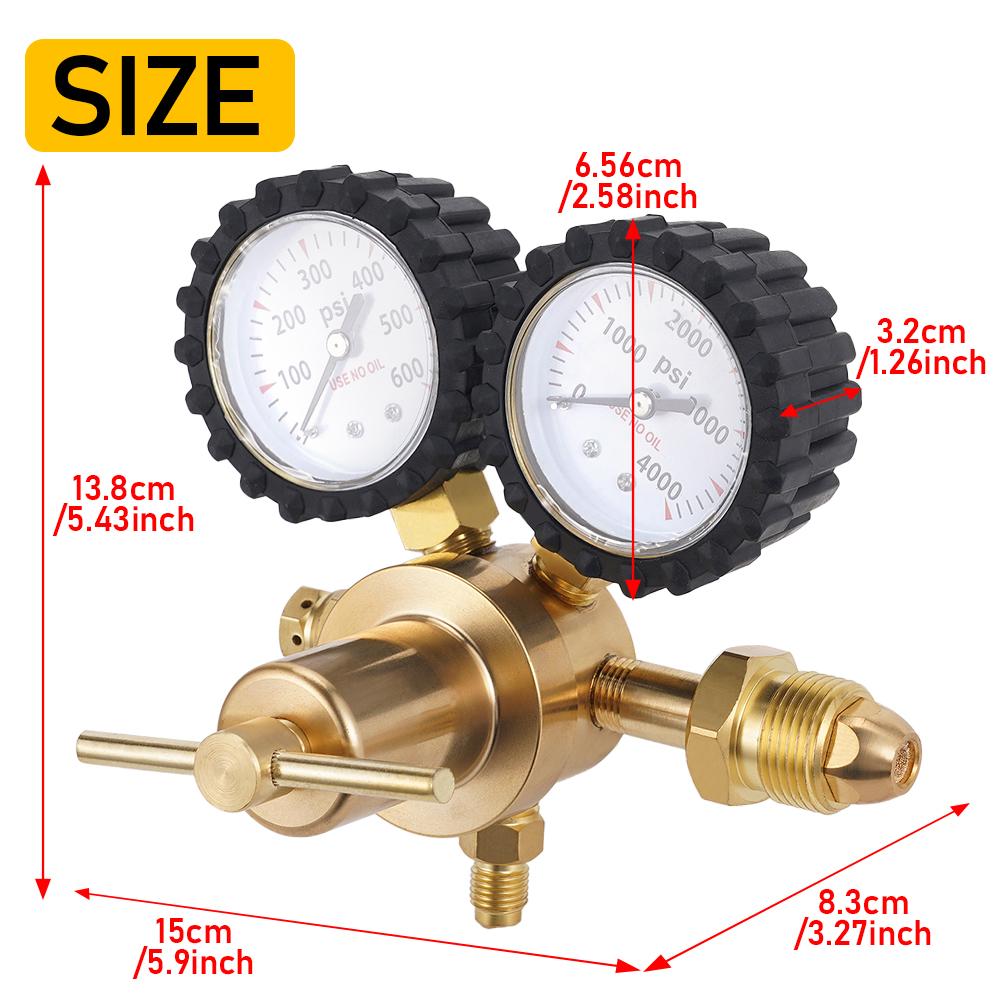 

0-600 PSI Pressure Regulator Nitrogen Tank Regulator 1/4-Inch External Thread Bell Mouth Outlet Connection Heavy-Duty Durable Nitrogen Regulator&Other