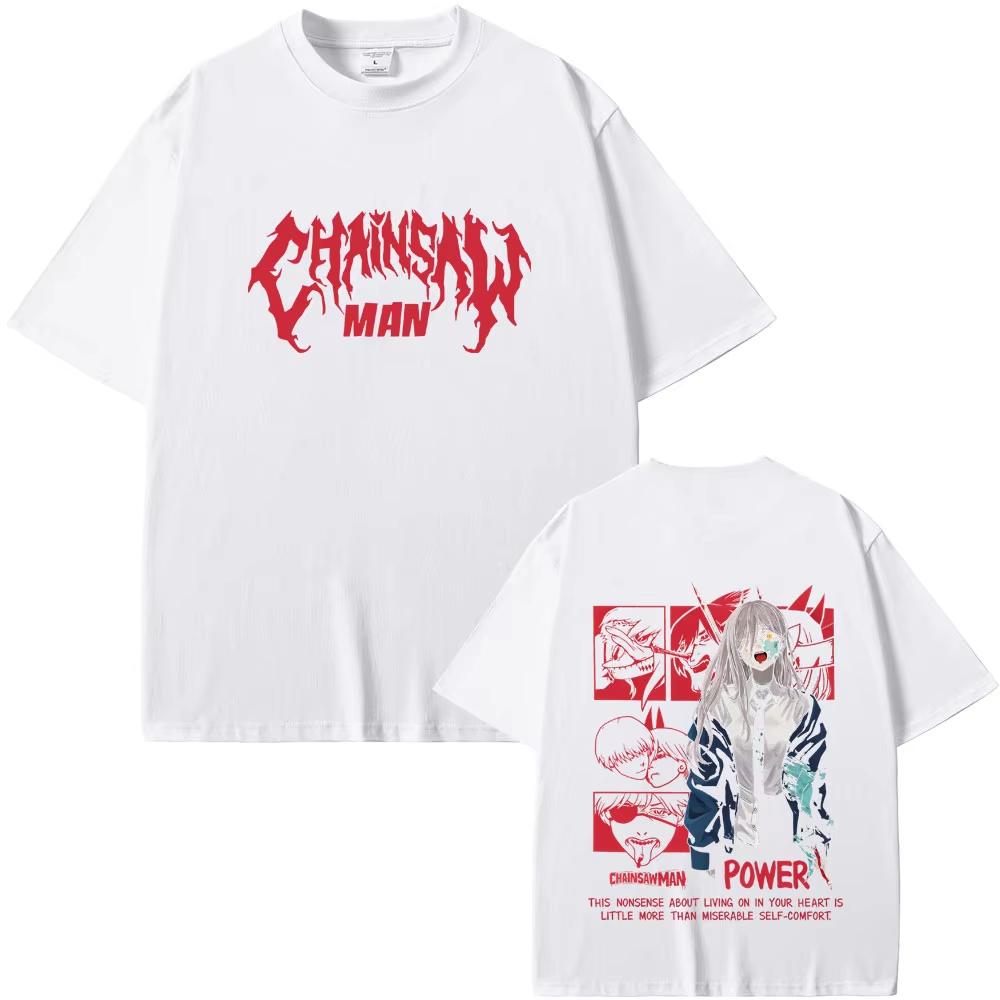 Anime Chainsaw Unisex Tshirt Fans Gift Power Graphic T Shirts Unisex Women Unisexga Vintage Streetwear Male Fashion Streetwear
