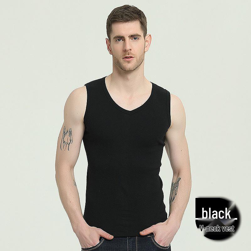 Men s Korean Style Slim Fit Cotton V-Neck Vest for Spring and Summer – Sports Sleeveless, Wide Shoulder. XL