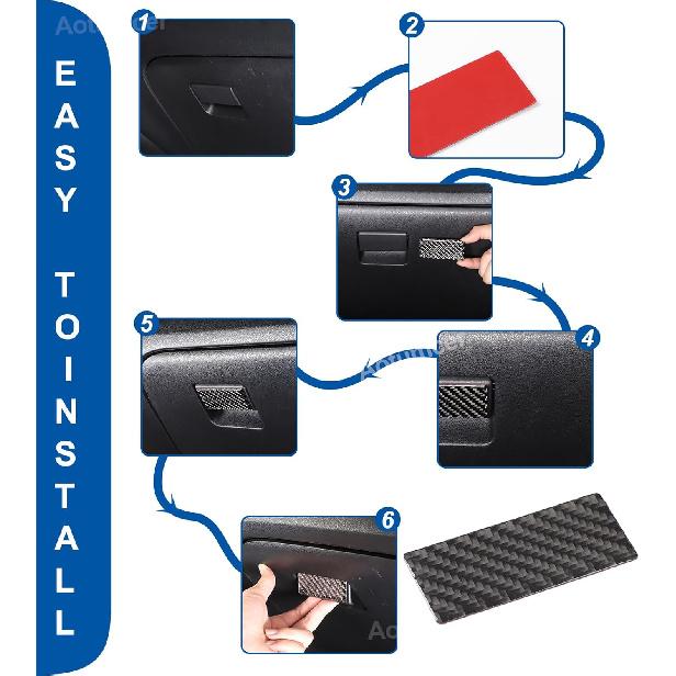 Soft Carbon Fiber Auto Co-Pilot Glove Box Organizer Panel Trim Cover Compatible with Infiniti ESQ Nissan Juke 2011-2019 Car Inner Storage Glove Box