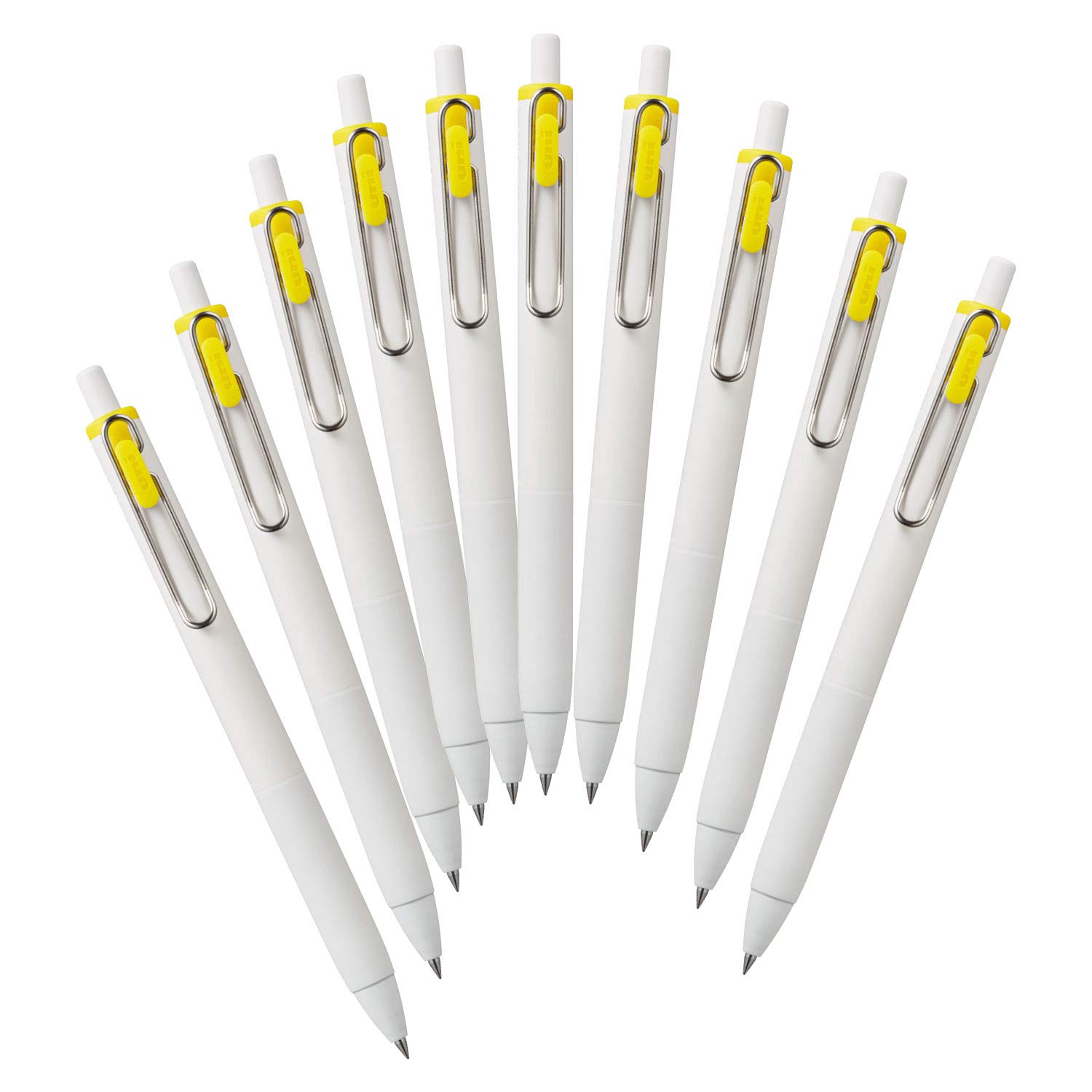 Mitsubishi Pencil One Гелевая шариковая ручка, 10 ручек в коробке, Uni-ball, 0,5 мм, Желтая, (Коробка UMNS05.2)