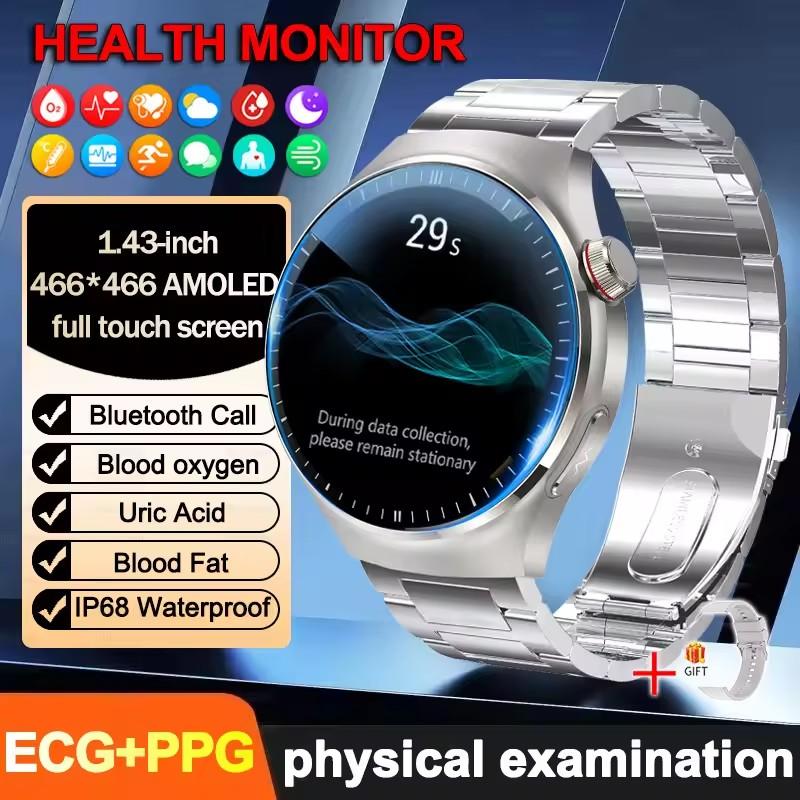 2026 Nuovo Preciso Lipidi Sanguigni Schermo AMOLED da 1,43" Smartwatch per la Salute ECG Acido Urico Pressione Sanguigna Chiamata Bluetooth Smartwatch Compatibile Android/iOS
