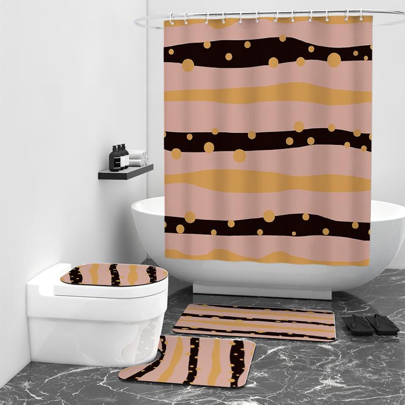 

Занавеска для душа в пунктирную полоску с цифровой печатью, блокирующая водонепроницаемую занавеску для ванной комнаты W90cm*L180cm