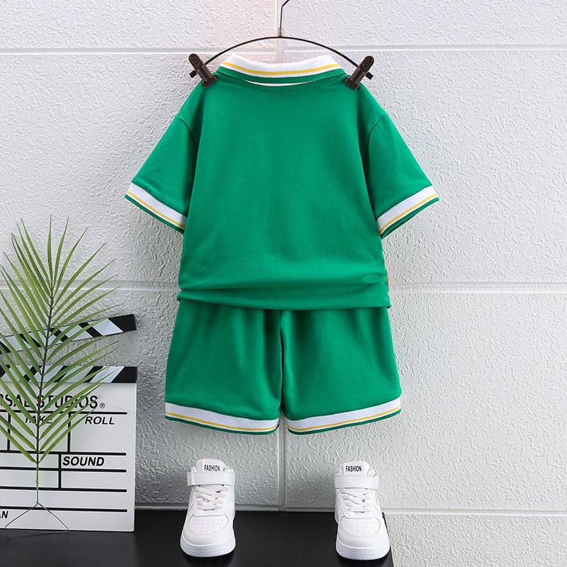 Adorable Yellow Duck Boys Short Sleeve Polo Shirt Set Summer Fashionable Kids Outfits For Ages 3 To 8 With Soft Cotton Fabric