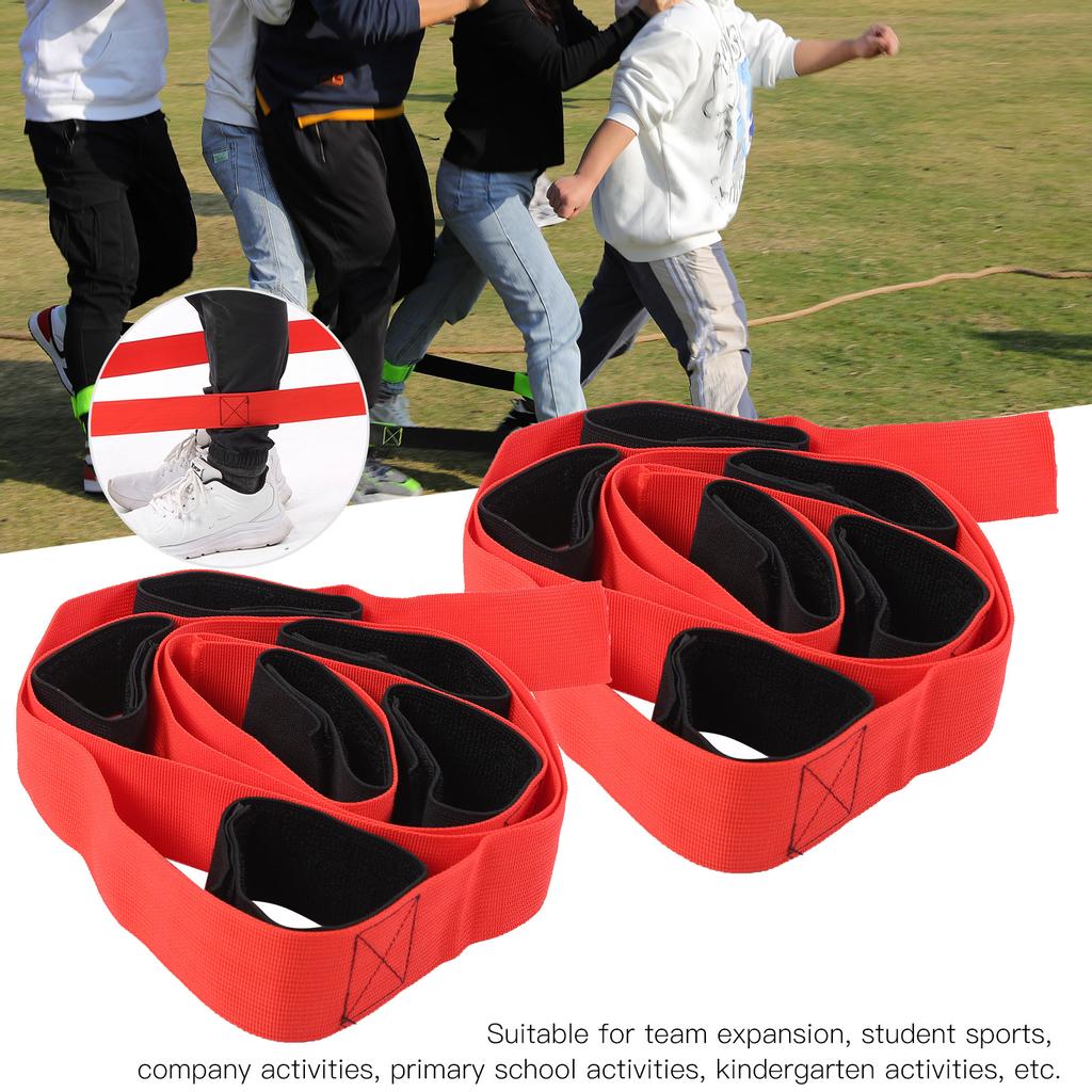 2Pcs Fun Outdoor Sports 6 Legged Race Bands Giant Footstep Nylon Webbing Tram Game Activity