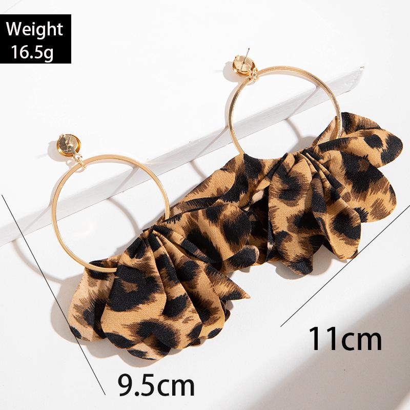 Accessories, autumn and winter fabric leopard print flower earrings, vintage earrings, earrings.
