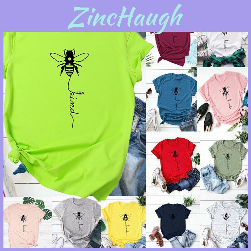 Women's Bee Printed Crew Neck T-shirts Featuring Soft Cotton Fabric For Comfort