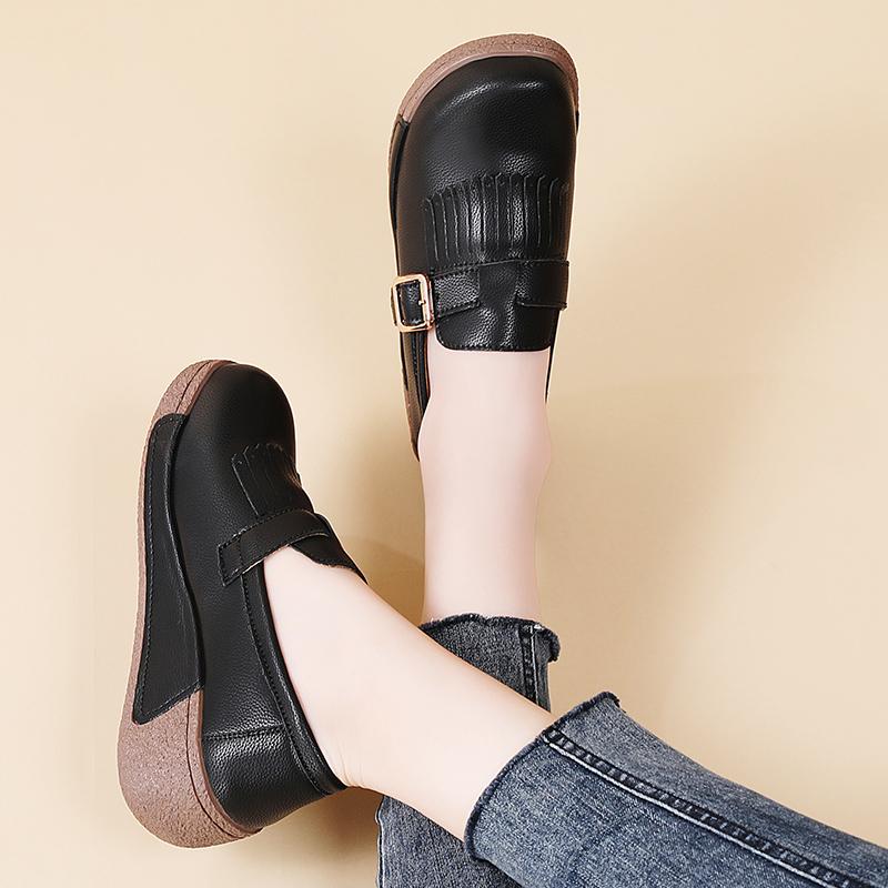 Women's Platform Loafers Lady Creepers Coffee Tassels Thick Sole Casual Slip on Height Increase Low Shoes
