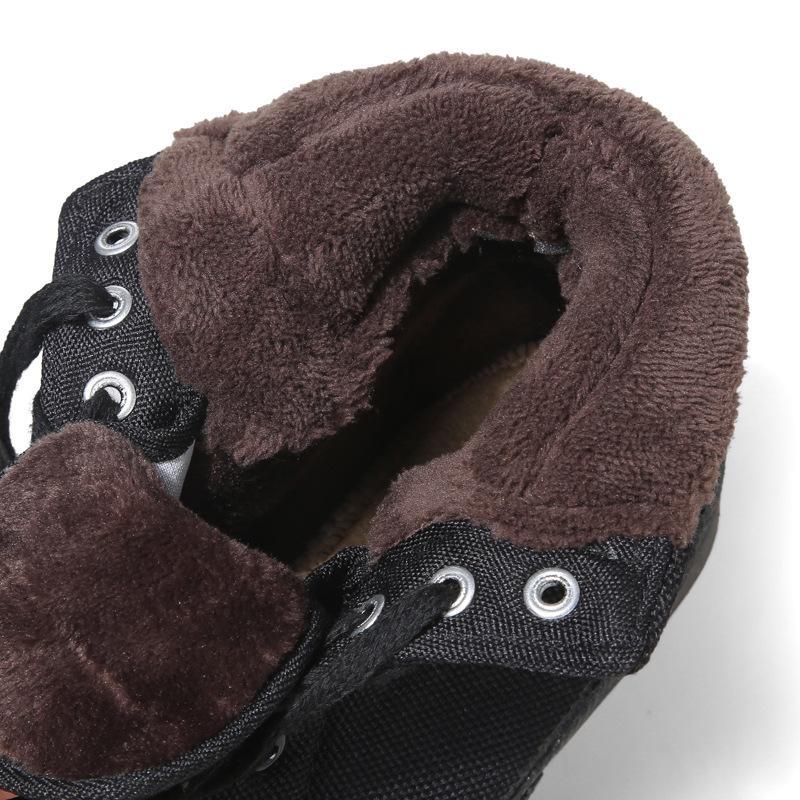 Men's Winter High-Top Canvas Boots with Velvet Lining - Warm, Durable, Cold-Proof Work Shoes