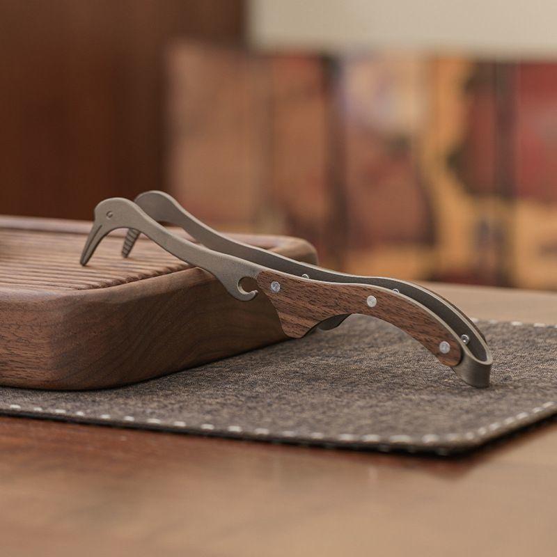Stainless Steel Tea Tongs Clip Wood Handle Chinese Gongfu Tea Set Accessories Tool for Ceremony Home Brewing Filter Strainer