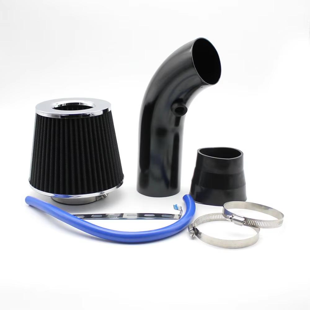 76mm Universal Car Cold Air Intake Kit with High Flow Cone Air Filter 3inch Aluminum Air Intake Pipe Automobile Rubber Hose Kit
