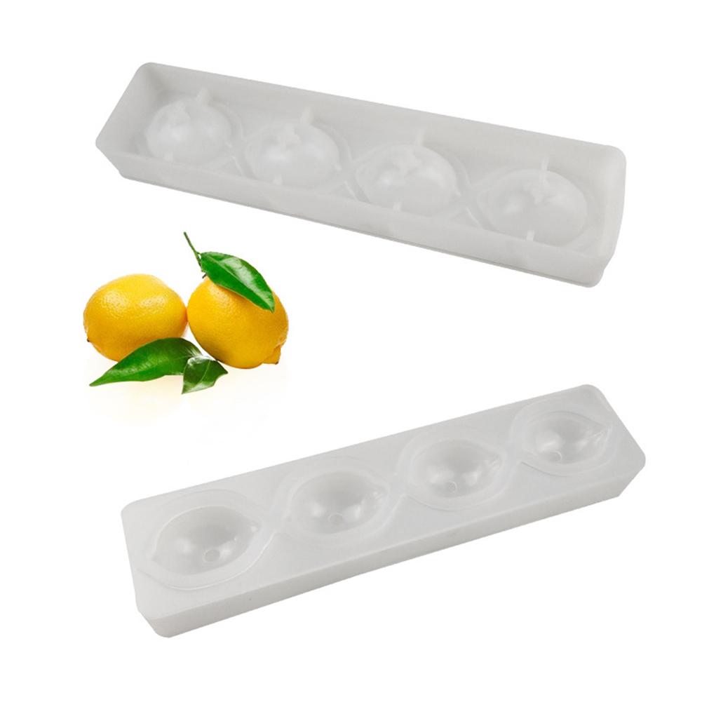 4-Cavity 3D Lemon Shape Silicone Baking Mold for DIY Mousse Cake Dessert white#0 белый