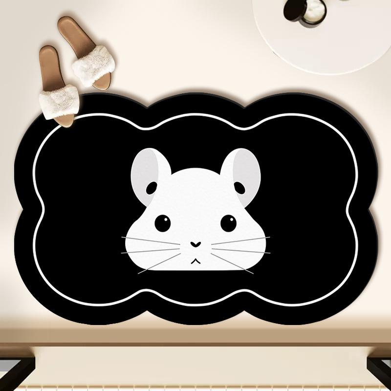 Small Fresh Black Technology Soft Diatom Mud Absorbent Mat Bathroom Non-slip Mat Bathroom Door Quick Dry Mat Bathroom