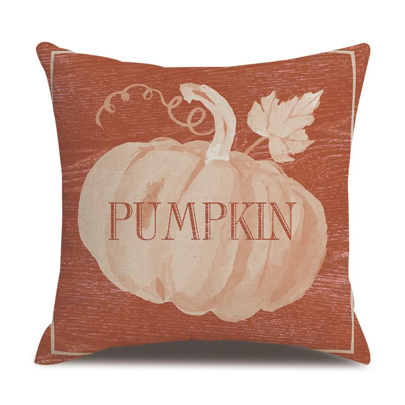 Thanksgiving Linen Pillowcase Autumn Pumpkin Print Pillow Cushion Cover