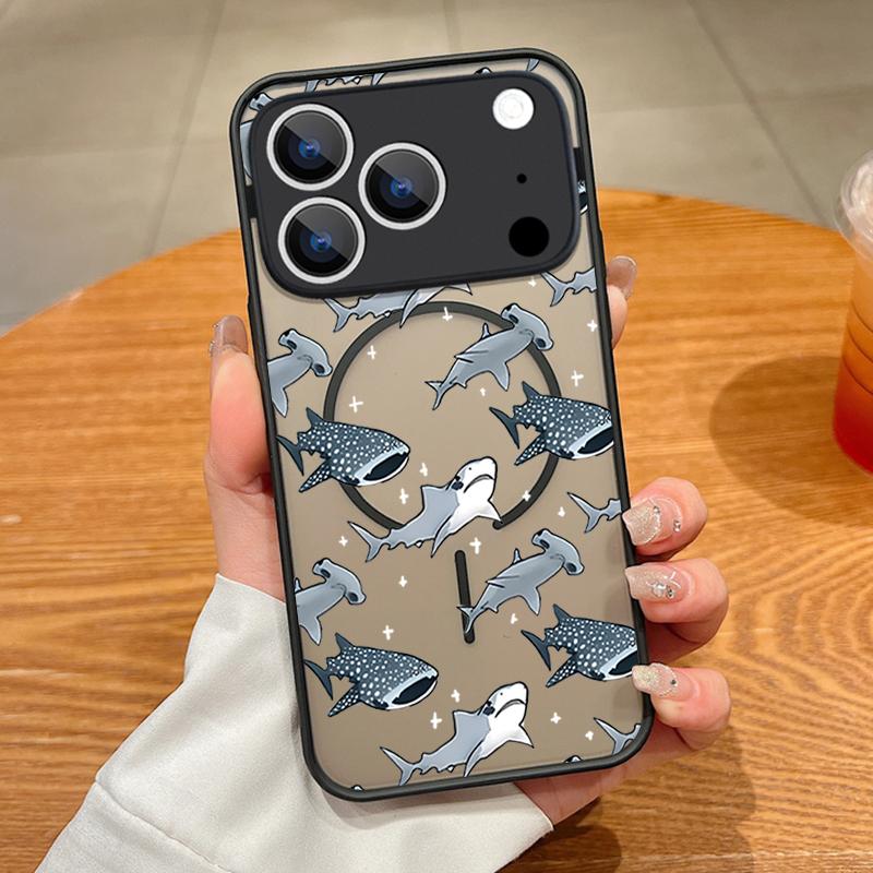 For iPhone 17 Pro Max Case Sea Turtle Conch Whale Pattern Magnetic For Magsafe Slim Matte Cover For iPhone 16 Pro Max 15 14 13 16E Air
