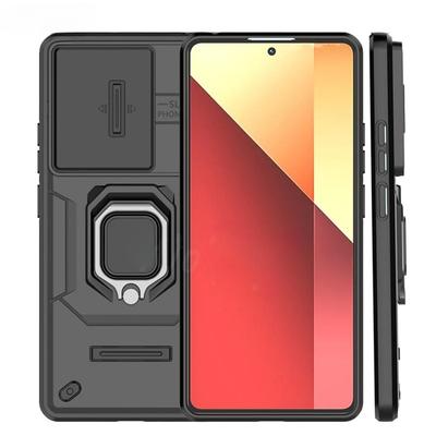Stoßfeste Hülle für Xiaomi Poco M6 Pro Hülle für Poco M6 F6 X6 Pro Ringhalter Magnetische Hülle für Poco M6 Pro 4G Schiebefensterhülle