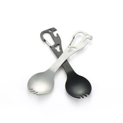 Multi-functional Travel Titanium Alloy Cutlery: Portable Stainless Steel Spoon, Picnic Fork, Bottle & Can Opener