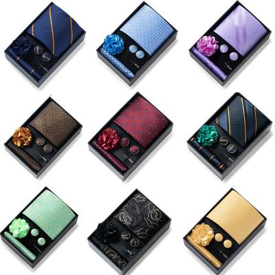 New Men'S Tie Net Color Striped Jacquard Yarn Business Professional Tie Set Men'S Gift Box