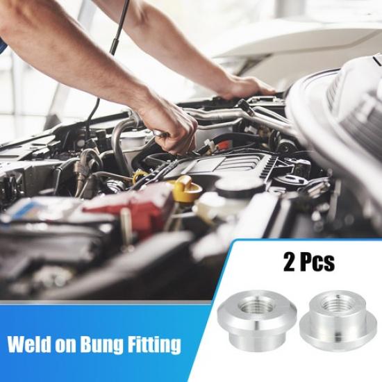 2pcs 18  NPT Female Weld on Bung Fitting for Car Aluminum Alloy Silver Tone