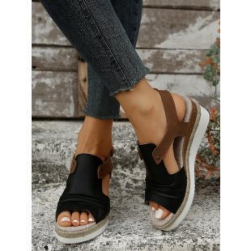 New straw woven high-heeled sandals women's new platform fish mouth shoes one-word buckle high-heeled women's sandals