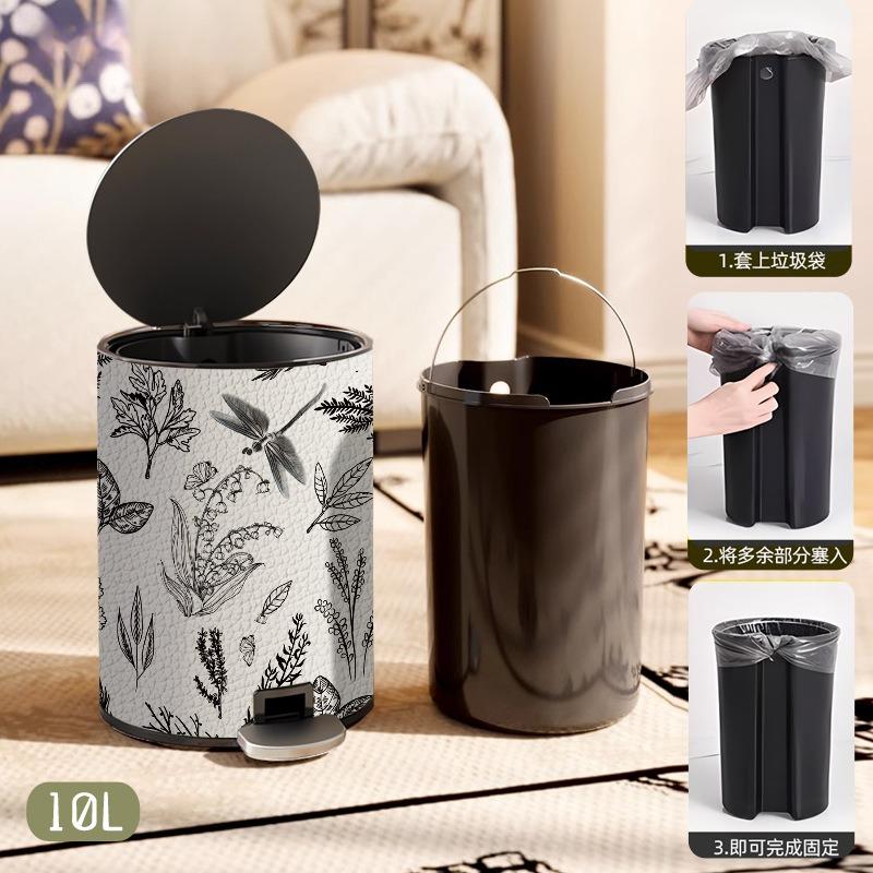 Stainless Steel Trash Can High Value Vintage Floral Design Luxury Large Size with Lid