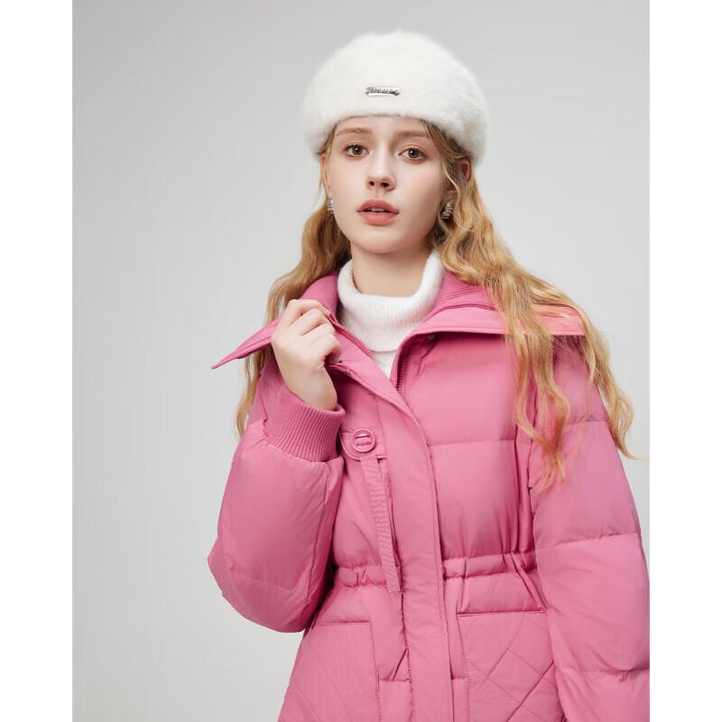 IEF Französischer Modischer Mittellanger Daunenmantel mit Großem Revers