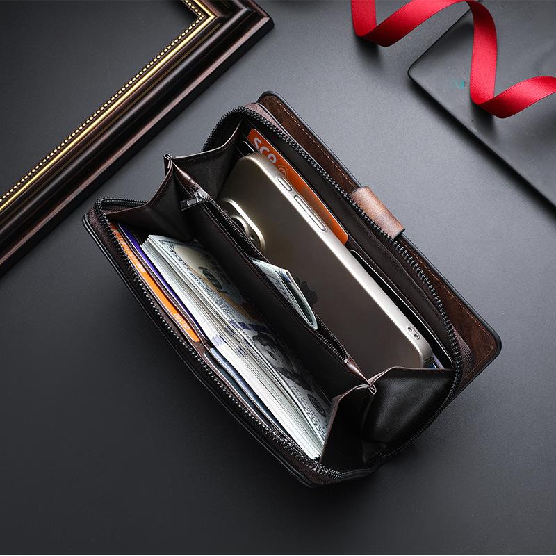 Pu Handhold Long Zipper Wallets Men Women  Business Coin Pocket Multi-Card Slot Card Case Wallet Luxury Purse Phone Bag