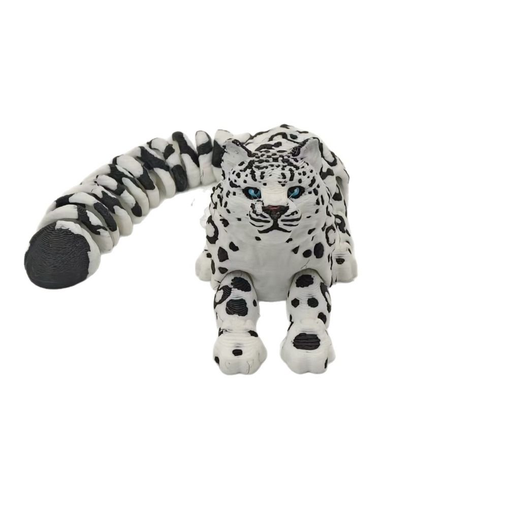 3D Printed Animals Figurine Articulated Simulation Figurine Cute Snow Leopard Model Home Decor
