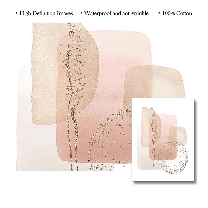 Abstrakcyjna akwarela beżowy różowy złoty plakat Boho druk na płótnie malarstwo geometryczny obraz ścienny salon wnętrze domu wystrój