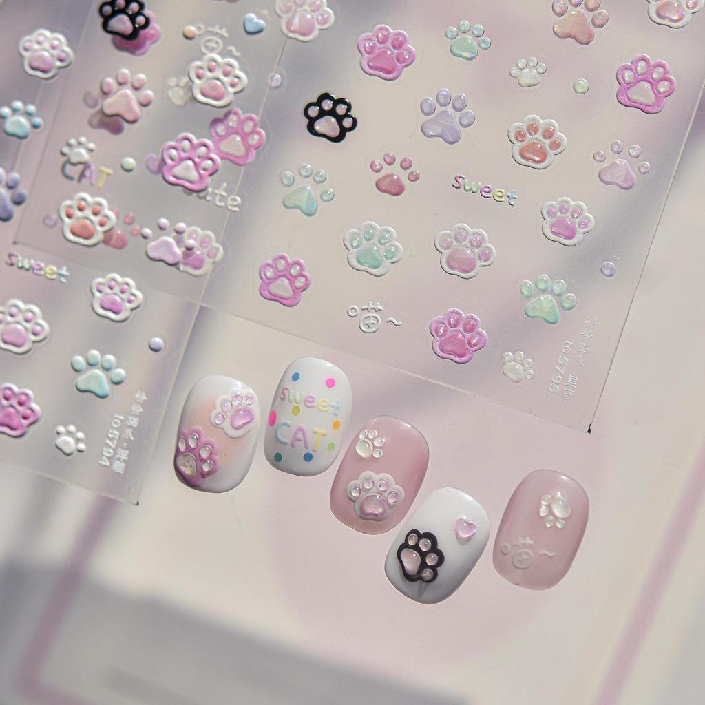 Tomoni Jell-O Funny Pink Cat Paws Nail Art Stickers