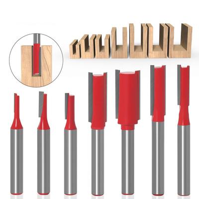 1/7ks Přímý bit s jedním dvojitým břitem 6mm 1/4palcová stopková fréza na dřevo Frézovací bit z tvrdokovu Dřevoobráběcí nástroj