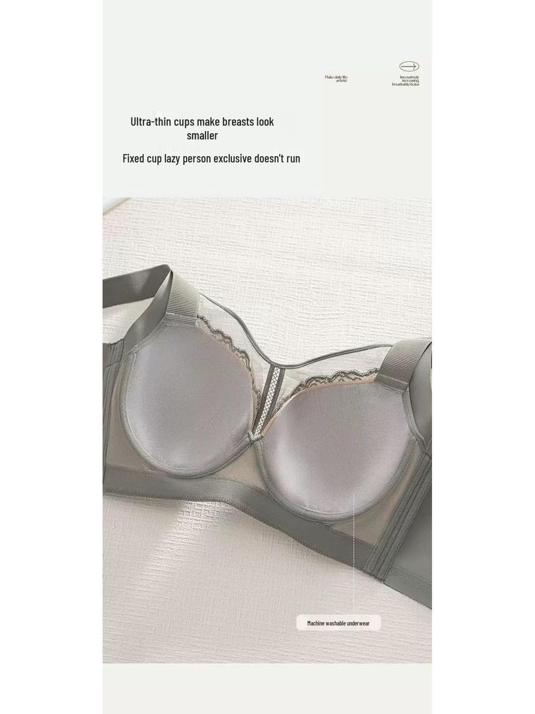 Anti-Light Large Bust Lift Support Underwire Bra with Back Closure.