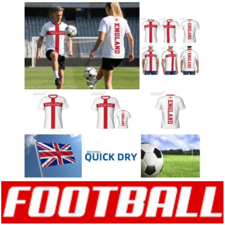 Vintage England UK T-shirt Football Soccer Training National Flag United Kingdom 3D Print CHEER JERSEY Short Sleeve Round Neck Sport Uniform Unisex