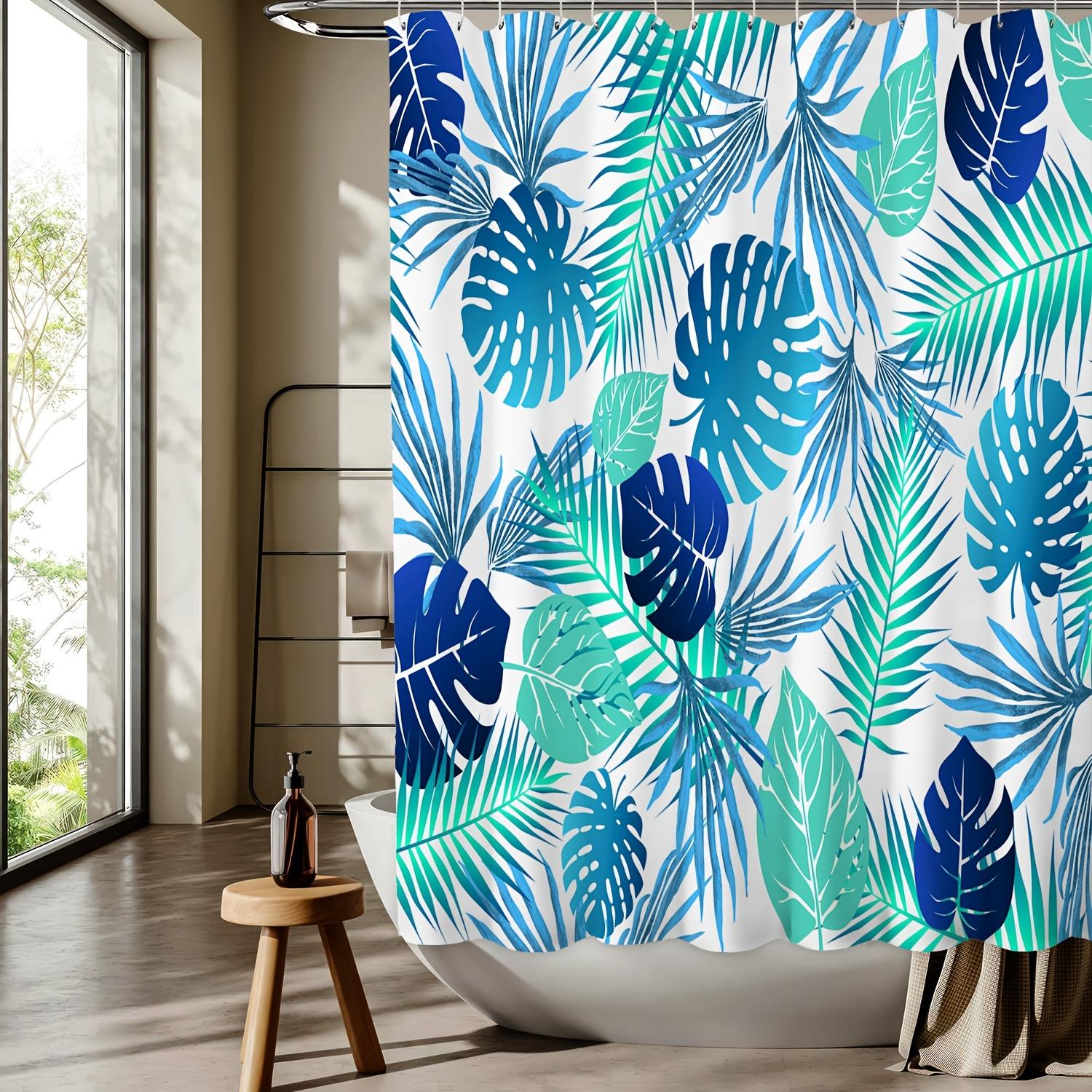 Leaf Pattern Digital Printed Shower Curtain - Reversible Polyester, Machine Washable,  All-Season Home & Bathroom Decor W90xH180cm