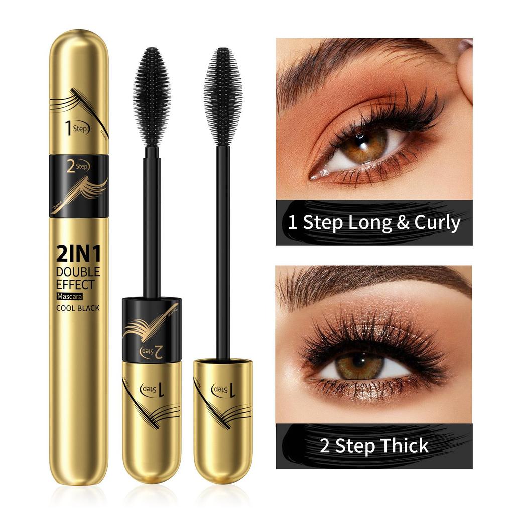 Mascara naturellement long résistant à la transpiration et sans bavures Mascara double effet épais et bouclé adapté à un usage quotidien
