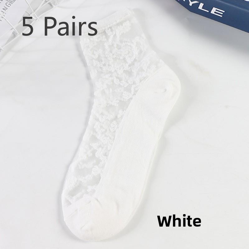 5 Perechi Ciorapi de Sticlă Respirabili de Modă de Primăvară și Vară Șosete de Damă Mătase Cristal