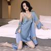 Luxury Silk Two-Piece Lingerie Set: Camisole Nightgown & Robe with Breast Pads