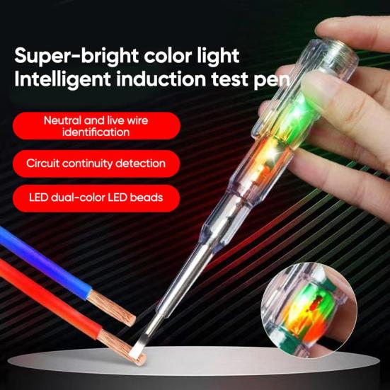 Intelligenter Spannungsprüferstift mit Selbsttest-Taste, dualen LED-Leuchten, Bruchstellenfinder, Schraubendreherspitze, Spannungserkennungsstift
