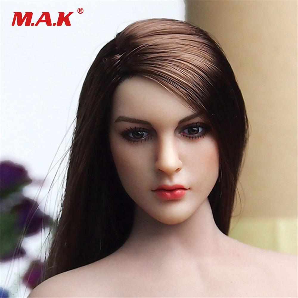 1//6 Asian Beauty Female Head Sculpt w// Golden Brown Hair in Suntan skin tone