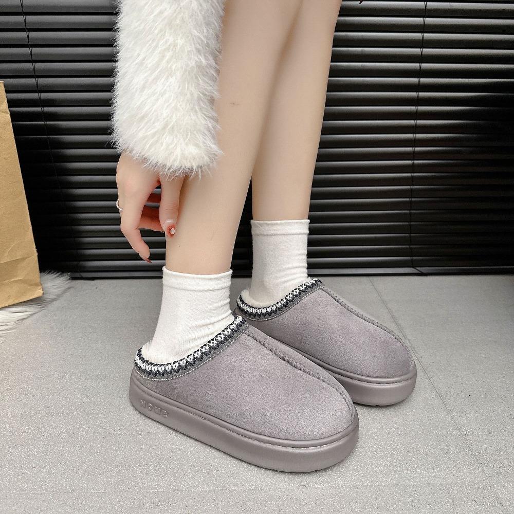 Pánské módní pantofle, pánské a dámské párové teplé pantofle, jednoduchý styl, bez dna, vlněná fleecová látka, látková podšívka