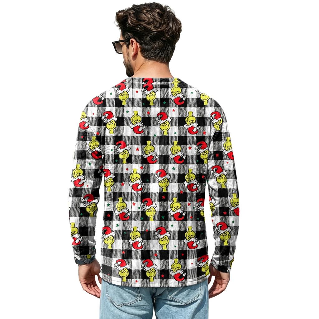 Men's Loose Fit V-Neck Christmas Print Street Casual Top