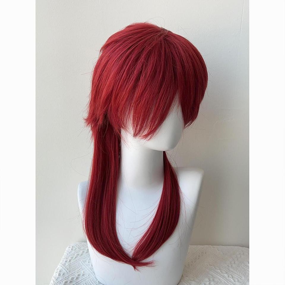 Synthetic Middle Score Cosplay Wig Mullet Head Wig Natural Black Red Gold High Quality Wig For Boy Short Short Straight Wolf Wig