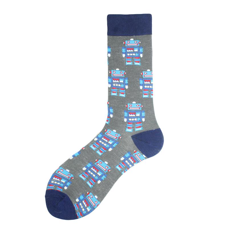 Cool Hip Hop Crew Socks Men Funny Animal Squirrel Shark Dinosaur Boxing Dog Fortune Cat Sokken Harajuku Divertidos Chaussette