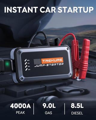 Tragbarer 4000A Auto-Starthilfe 16800mAh, Schnellladung, Kompakte Starthilfe-Box für Benzin-/Dieselautos