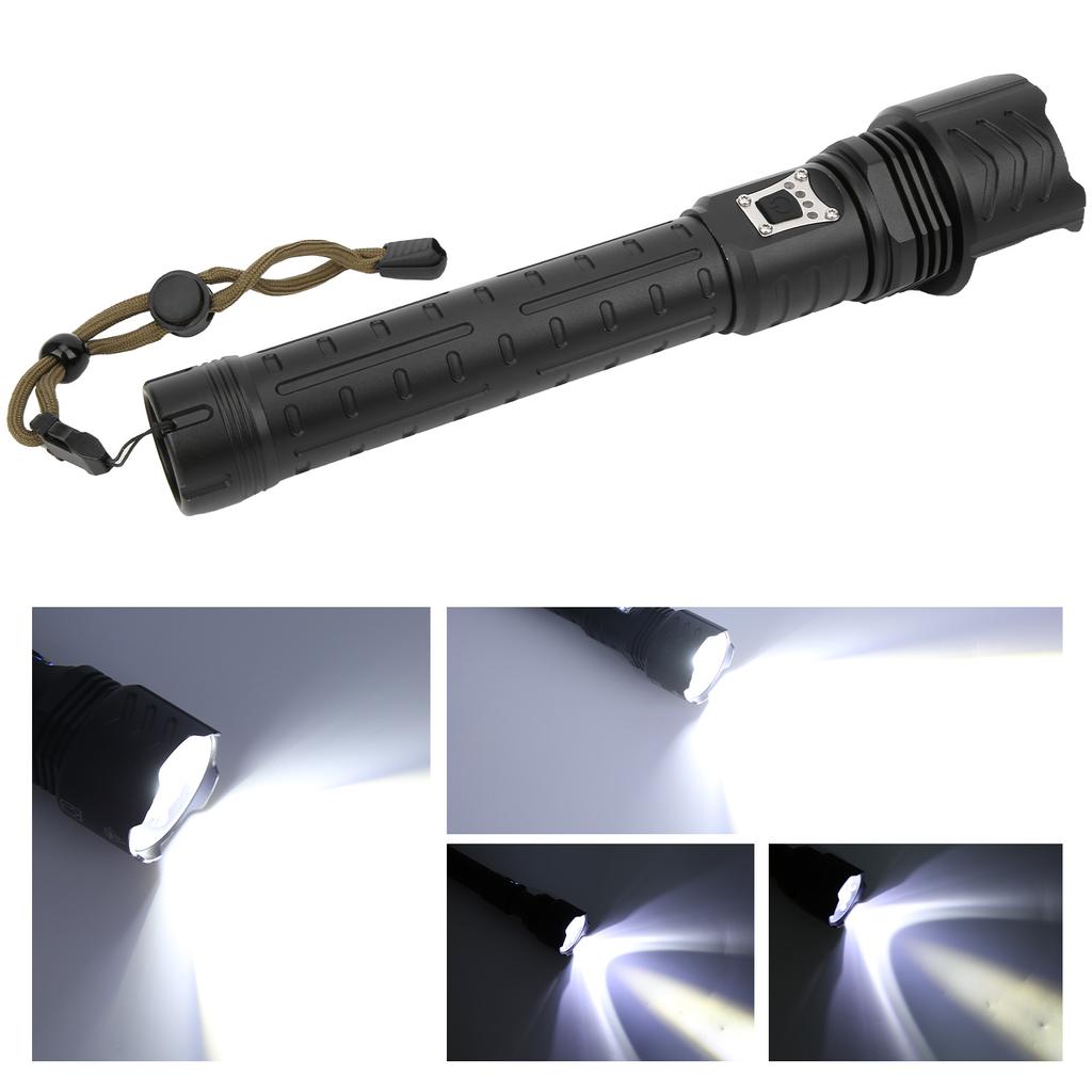 XHP90 Zoom Input Output Power Display Flashlight Outdoor Strong Brightness Torch