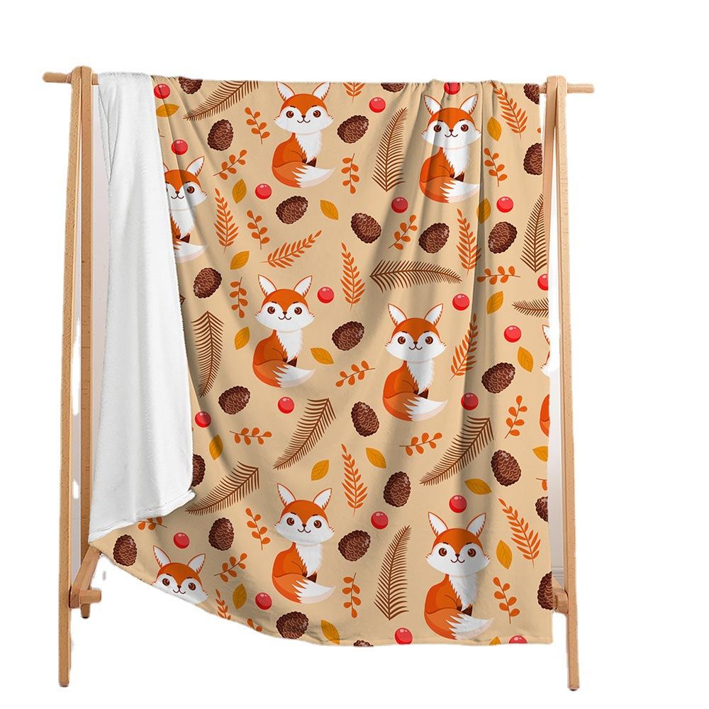 Blanket Flannel Blanket Thanksgiving Pumpkin Fox 3D Digital Printing Blanket Blanket