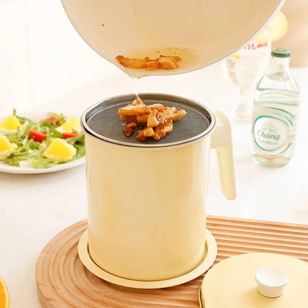 Anti-Leakage Oil Filter Pot BPA-Free Stainless Steel Strainer Grease Separator  Kitchen