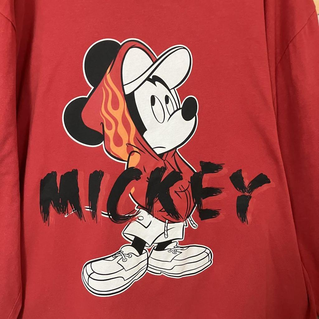 [USED] Disney Mickey Mouse Fire Pattern Street Long Sleeve T-Shirt